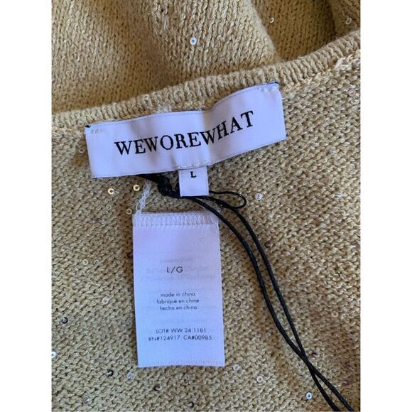 WeWoreWhat Scoop Neck Sequin‎ Mini Dress Pale Gold Size L - Picture 8 of 12